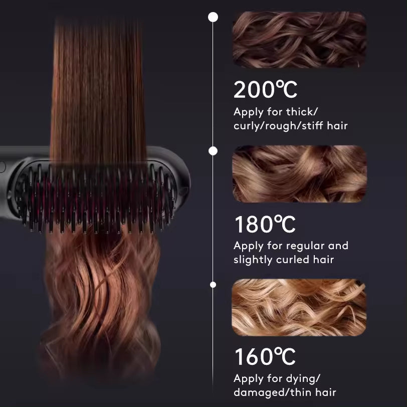 2 In 1 Straight Hair Comb Wireless Hair Straightener Brush Hair Fast